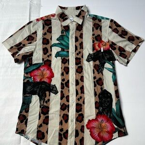 Mavrans Brown & Cream Striped Panther  Men's Shirt size M